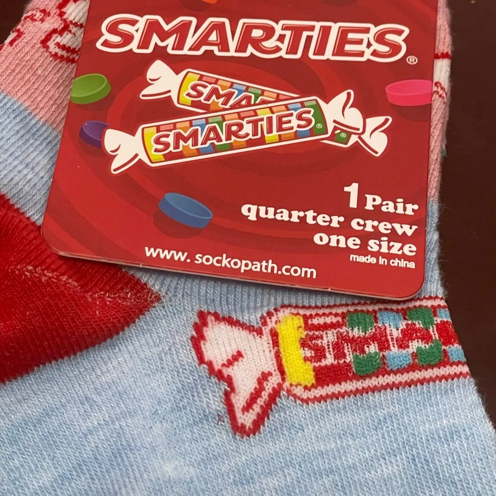 NWT SMARTIES‎ Colorful Quarter Crew Socks, Fits Women Shoe Size 9-14, Men 8-12